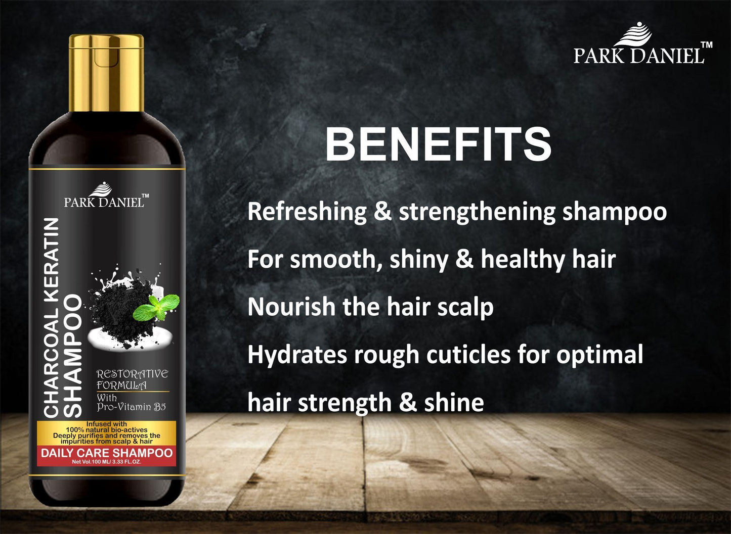 Park Daniel Natural Charcoal Keratin Shampoo - Daily Care Shampoo(100 ml)