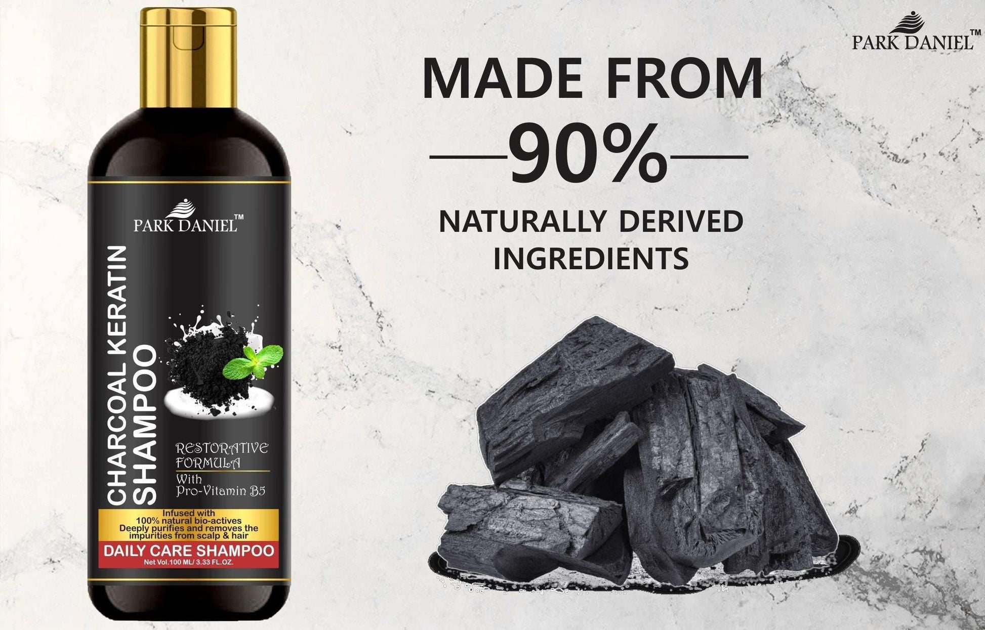 Park Daniel Natural Charcoal Keratin Shampoo - Daily Care Shampoo(100 ml)
