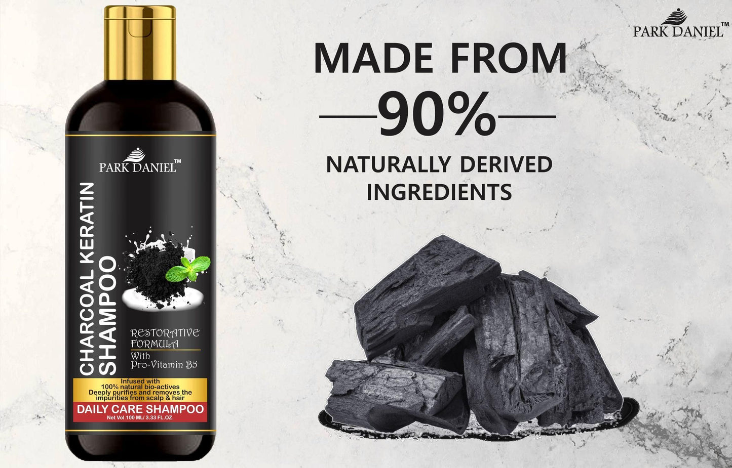 Park Daniel Natural Charcoal Keratin Shampoo - Daily Care Shampoo(100 ml)