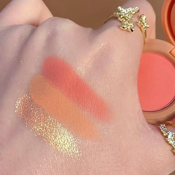 3 in1 Face Blusher & Highlighter with Mini Compact Travel Friendly Palette
