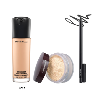 MAC Matchmaster Foundation + Laura Mercier Loose Setting Powder + MAC Eyeliner | 3-in-1 Makeup Combo