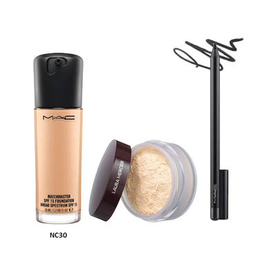 MAC Matchmaster Foundation + Laura Mercier Loose Setting Powder + MAC Eyeliner | 3-in-1 Makeup Combo